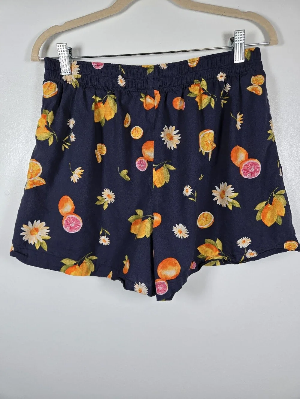 Old Navy Classic Woven Citrus Floral Navy 2pc Pajama Set Bralette Shorts S-M